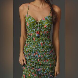 Anthropologie Farm Rio Ruched Tie Front Dress XXS
